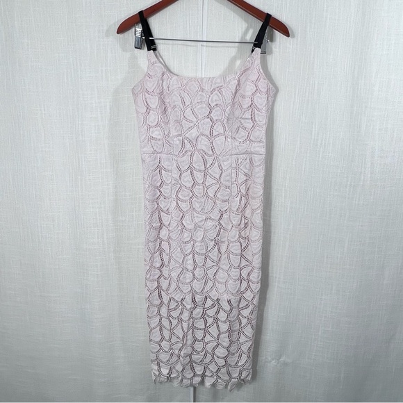 Milly Satin Lined Pink Crochet Event Party Evening Dress Size 6 - Picture 11 of 13